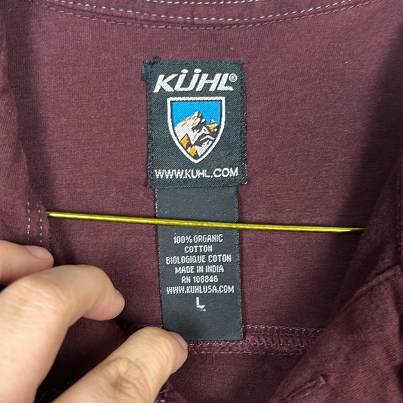 Kuhl Men’s Burgundy Embroidered Collared Short Sleeve Cotton Polo, L - Picture 7 of 14
